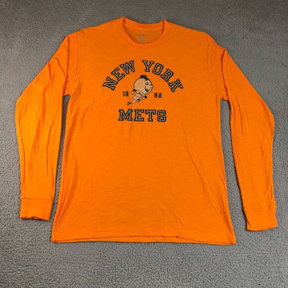 New York Mets Shirt Mens‎ Medium Orange Sportswear MLB Baseball Logo Spell Out - Picture 1 of 9